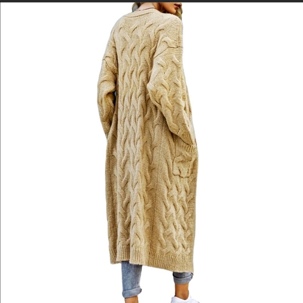 Winter Wear Cable Knit Long Style Cardigan